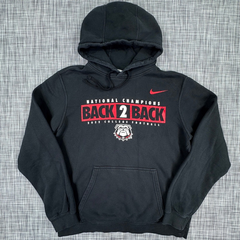 Nike Georgia Bulldogs 2022 Back 2 Back Champions Hoodie Mens Medium Black Logo